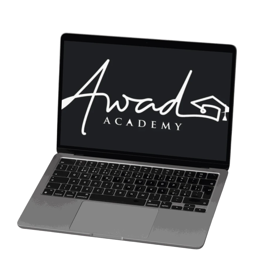 Awad Academy program on laptop